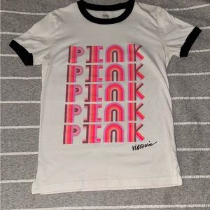 PINK Victoria's Secret White and Pink Graphic Tee